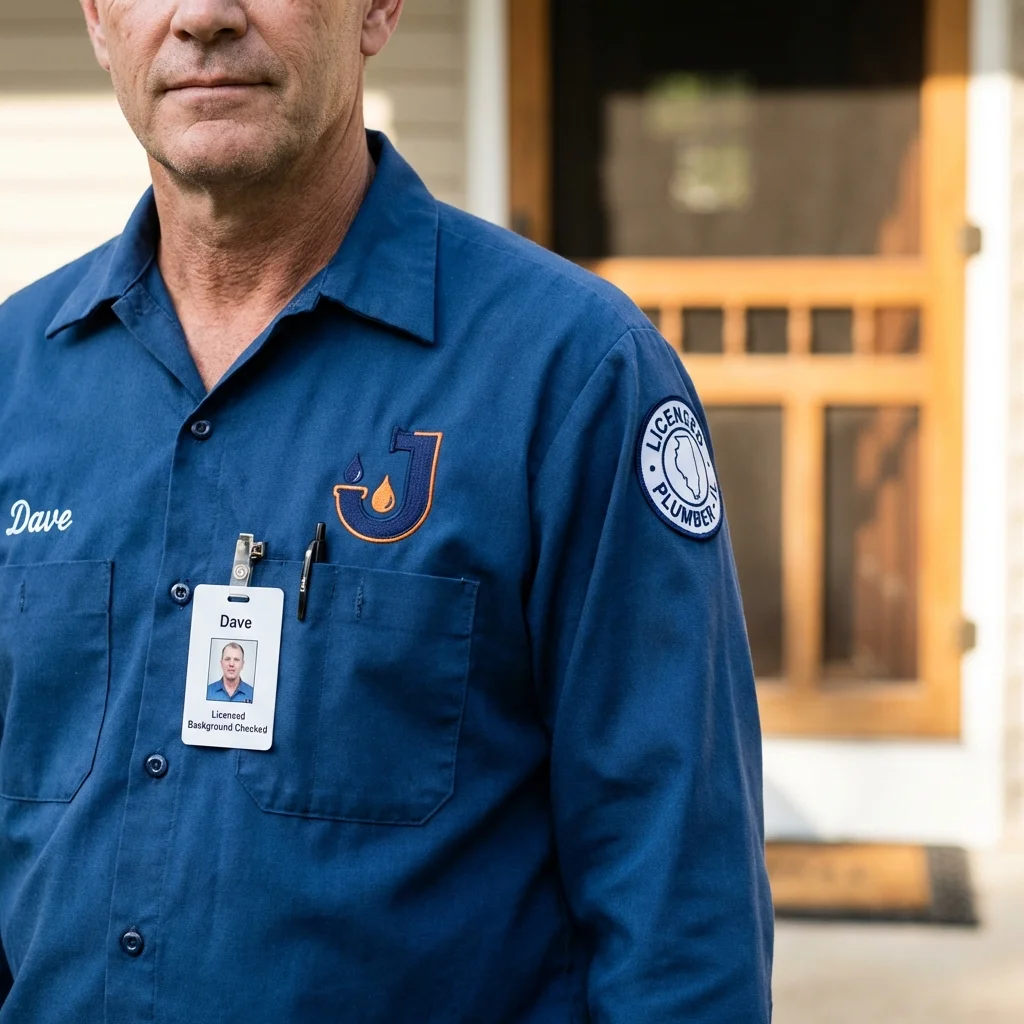 Licensed plumber showing ID badge in Smyrna, TN