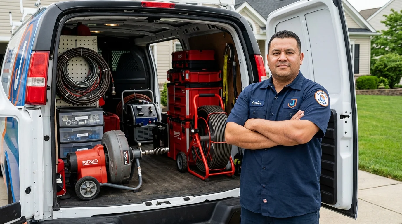 Professional drain cleaning equipment and Johns Plumbing LLC plumber in Smyrna