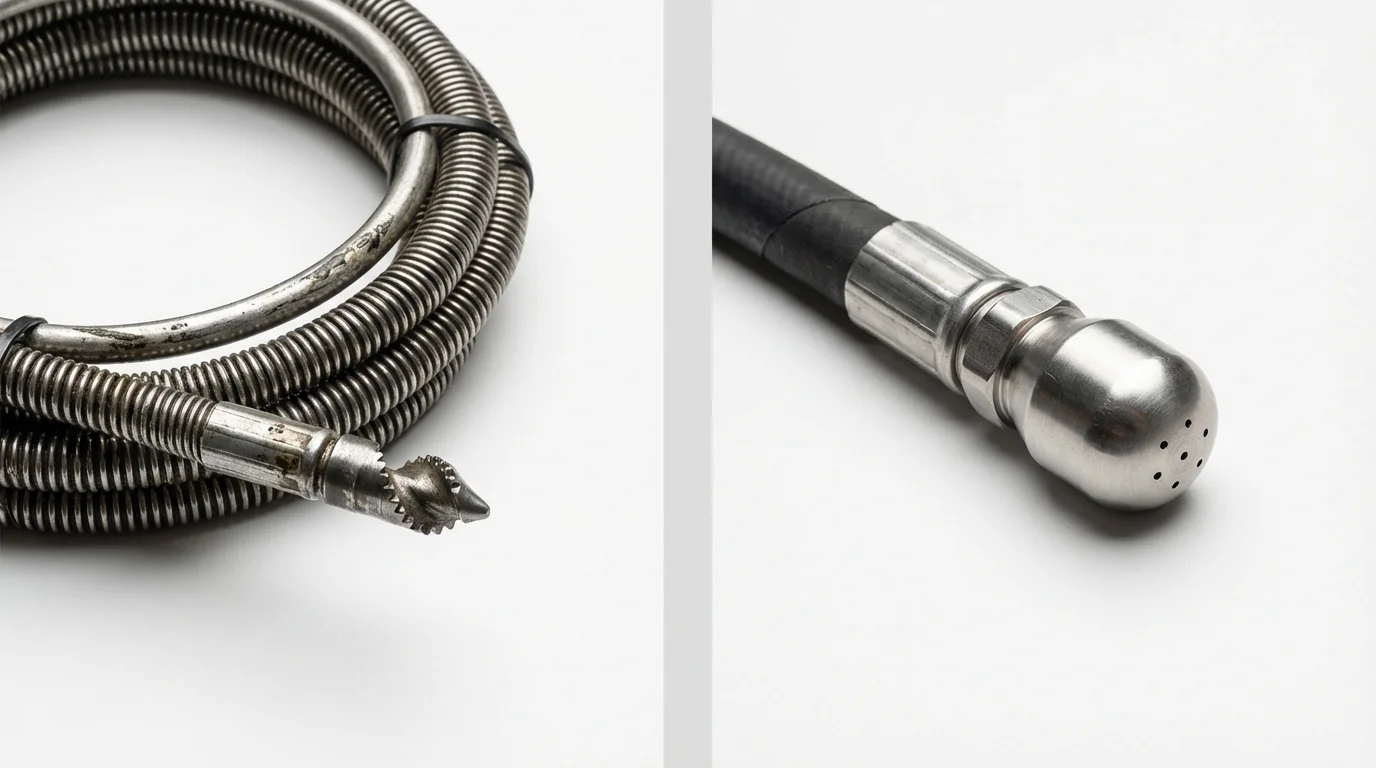 Drain snake cable and hydro jetting nozzle used for drain cleaning in Smyrna, TN