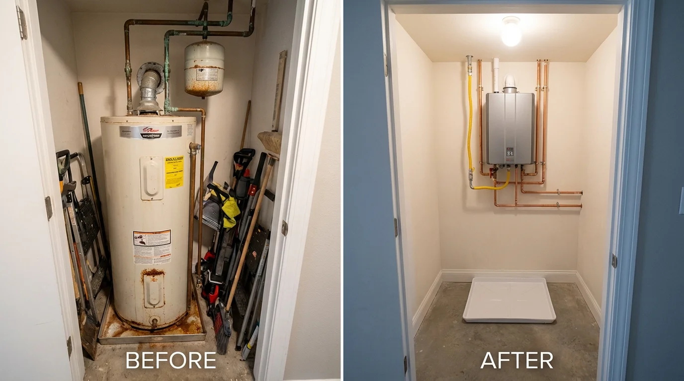 Tank water heater versus wall-mounted tankless unit comparison for Smyrna, TN homeowners