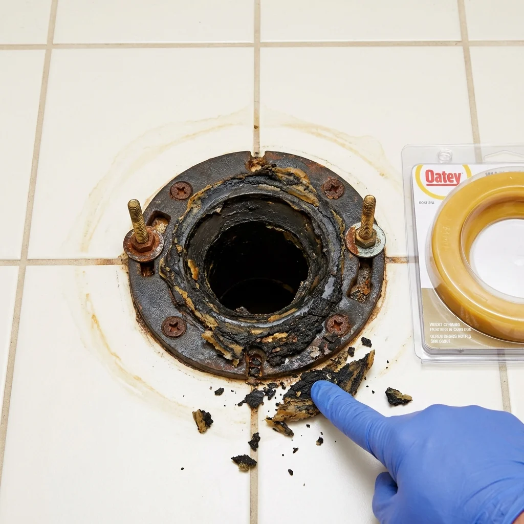 Failed wax ring showing water seepage at the base of a toilet in a Smyrna, TN home