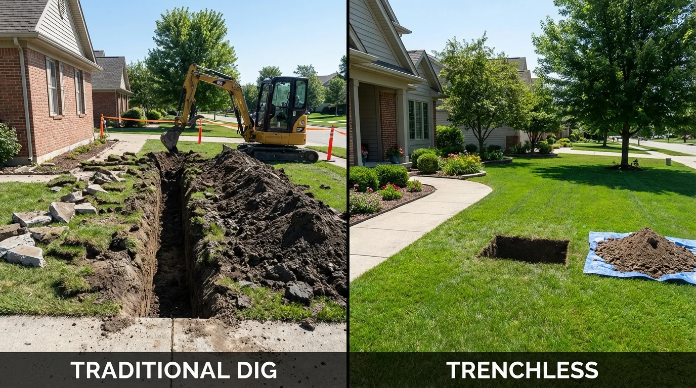 Trenchless sewer repair with minimal yard damage versus traditional excavation in Smyrna, TN
